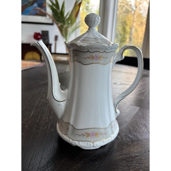 vintage mitterteich bavaria germany Coffee or tea pot like new gold trim floral - Picture 2 of 9